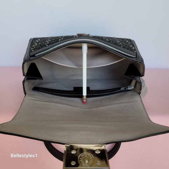 KATE SPADE Katy Tweed Medium Top Handle Bag-Black Multi - Picture 13 of 16